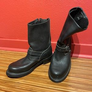 Black Leather Engineer Boots